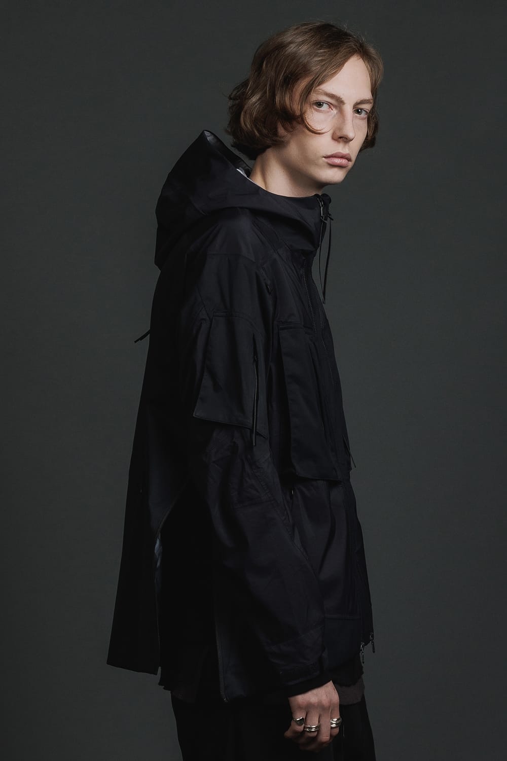 Water Repellent Hooded Jacket  Black