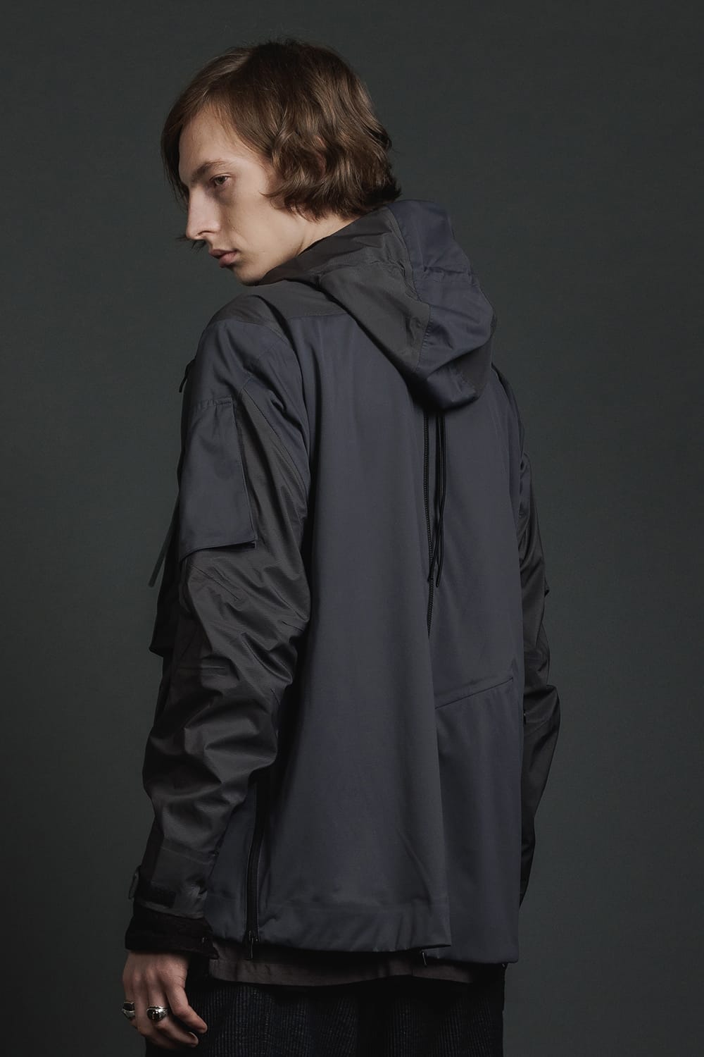 Water Repellent Hooded Jacket  Dark Gray