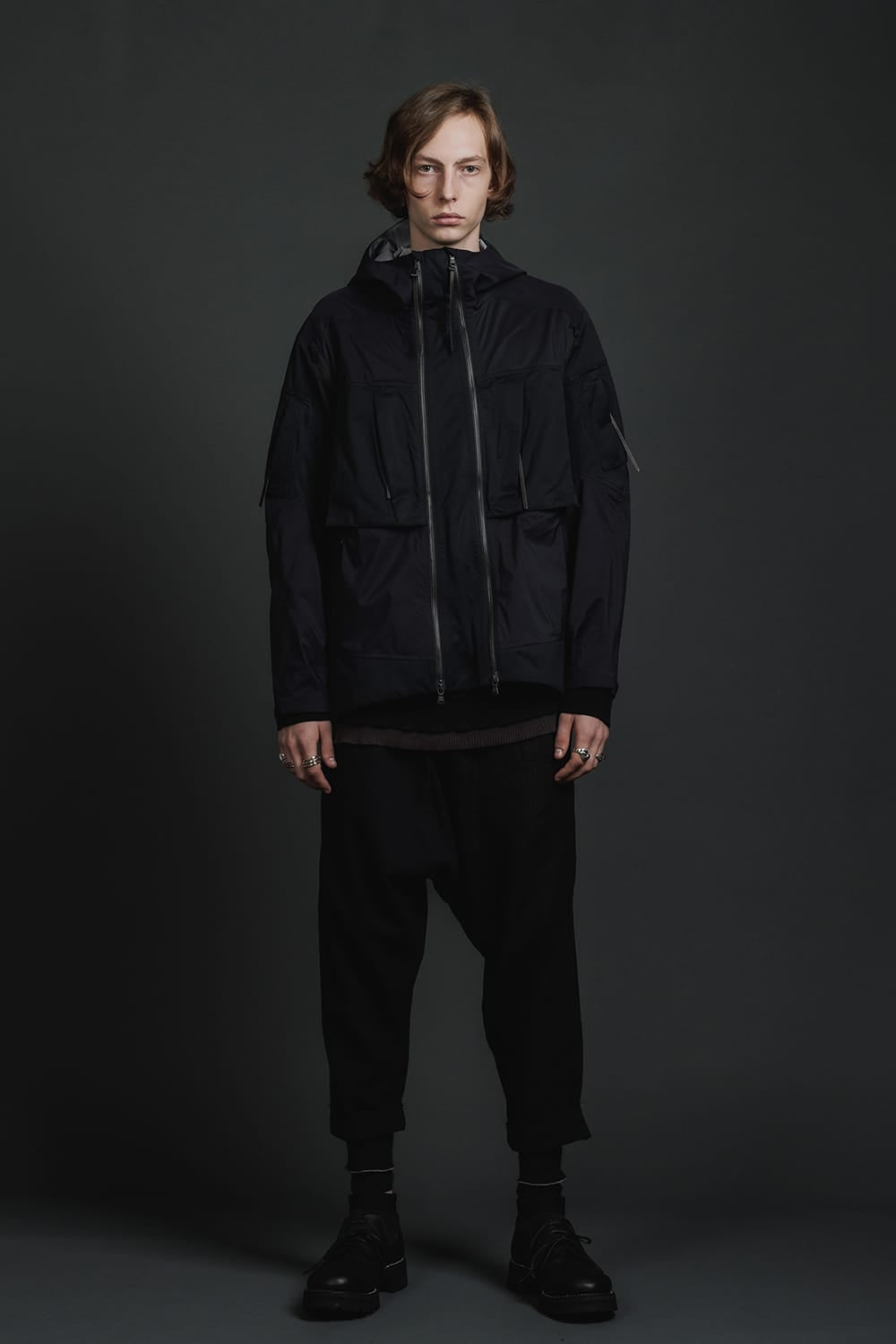 Water Repellent Hooded Jacket  Black