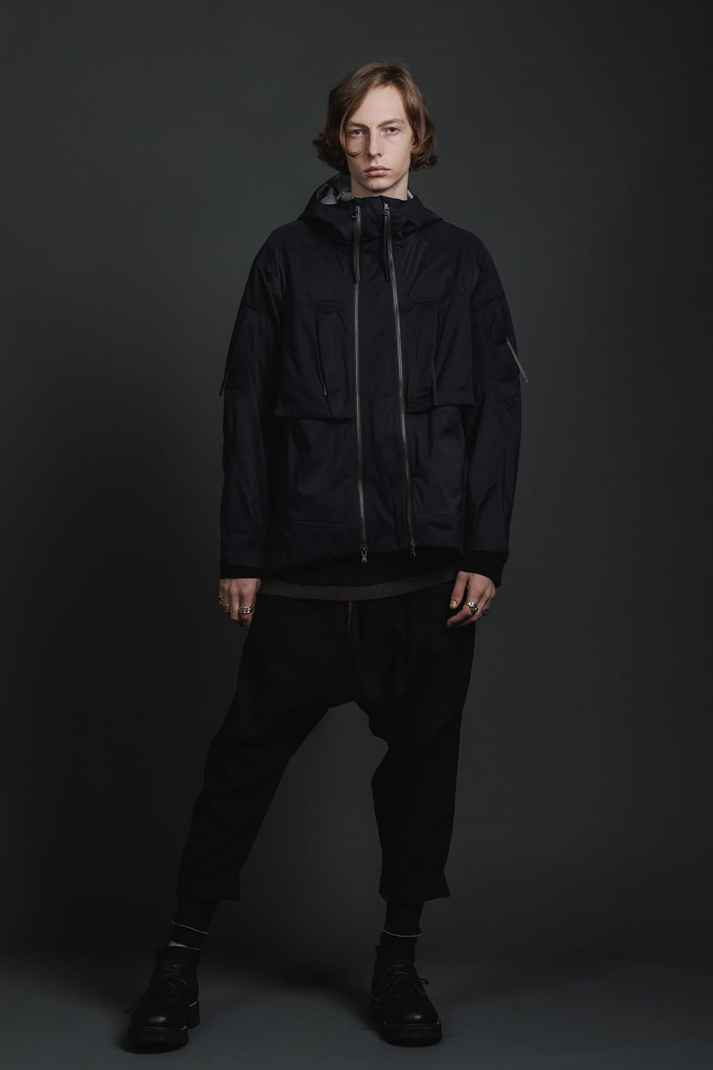 Water Repellent Hooded Jacket  Black