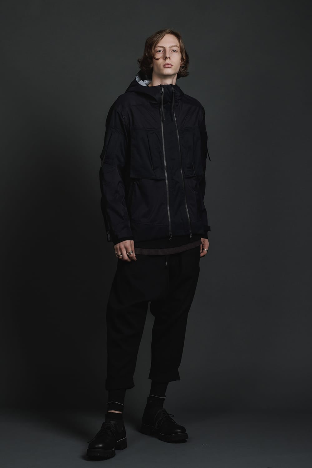 Water Repellent Hooded Jacket  Black