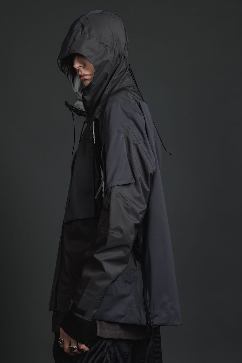 Water Repellent Hooded Jacket  Dark Gray