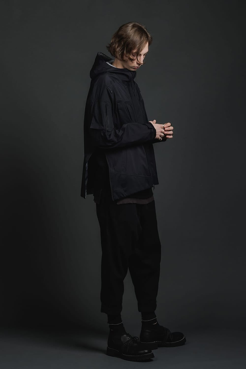 Water Repellent Hooded Jacket  Black