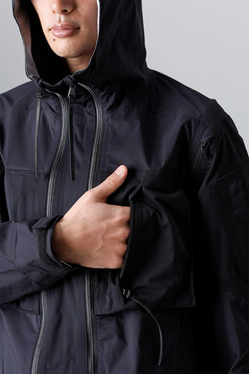 Water Repellent Hooded Jacket  Black