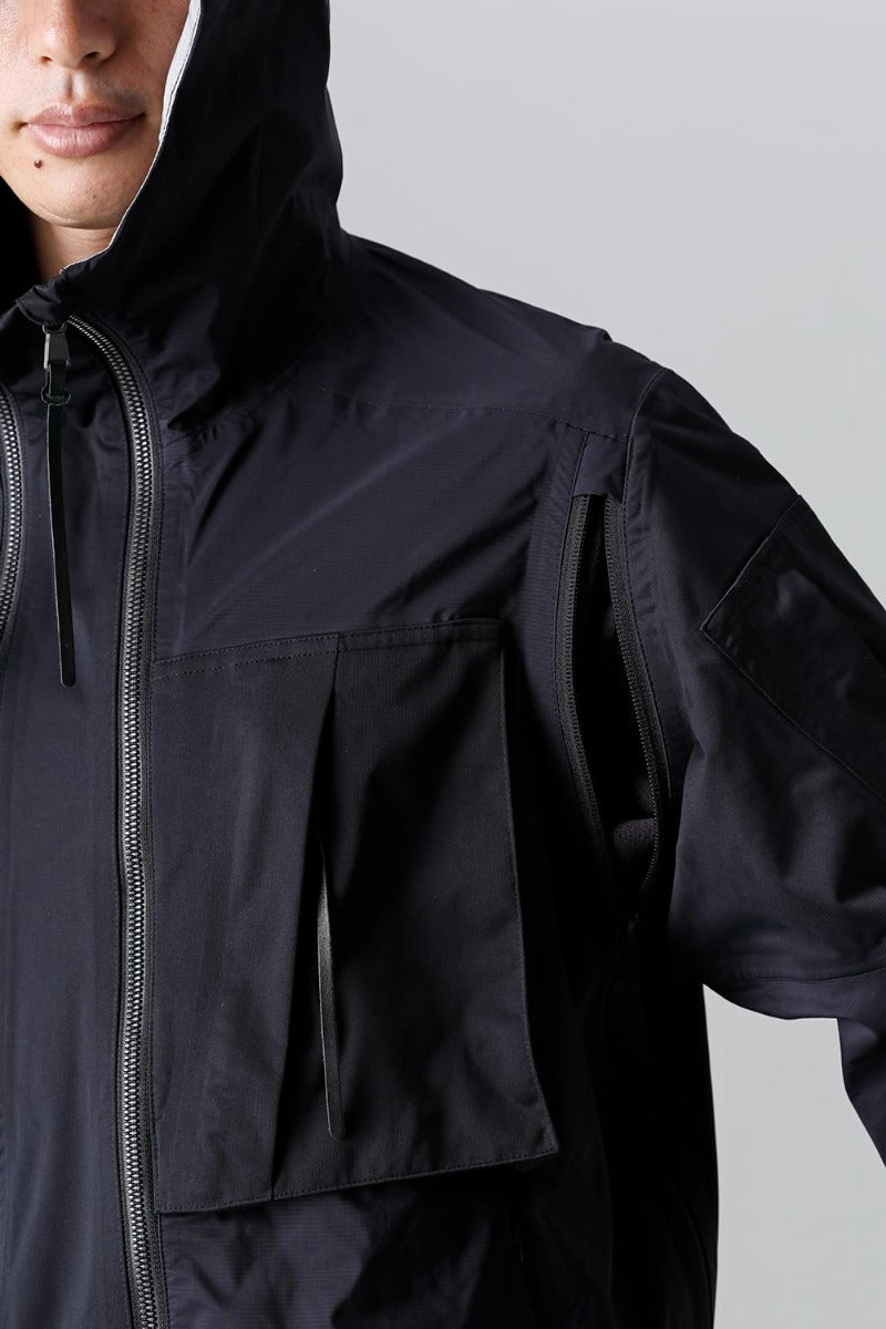 Water Repellent Hooded Jacket  Black