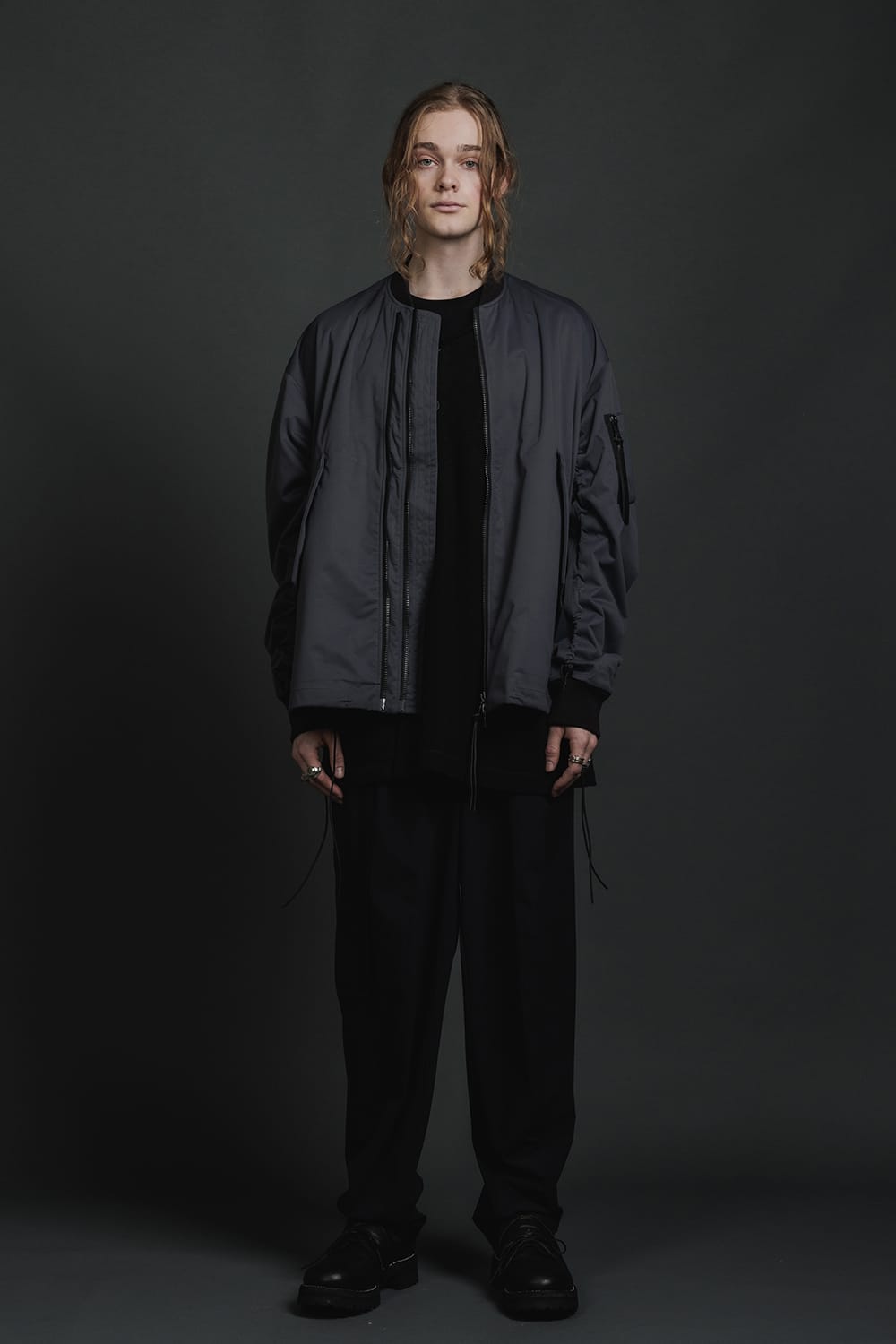 Water Repellent Bomber Jacket  Dark Gray