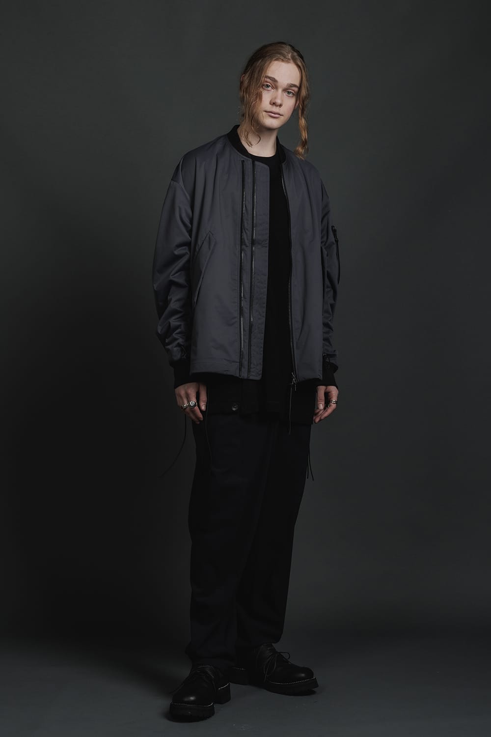 Water Repellent Bomber Jacket  Dark Gray