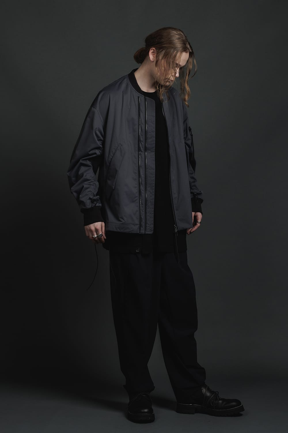 Water Repellent Bomber Jacket  Dark Gray