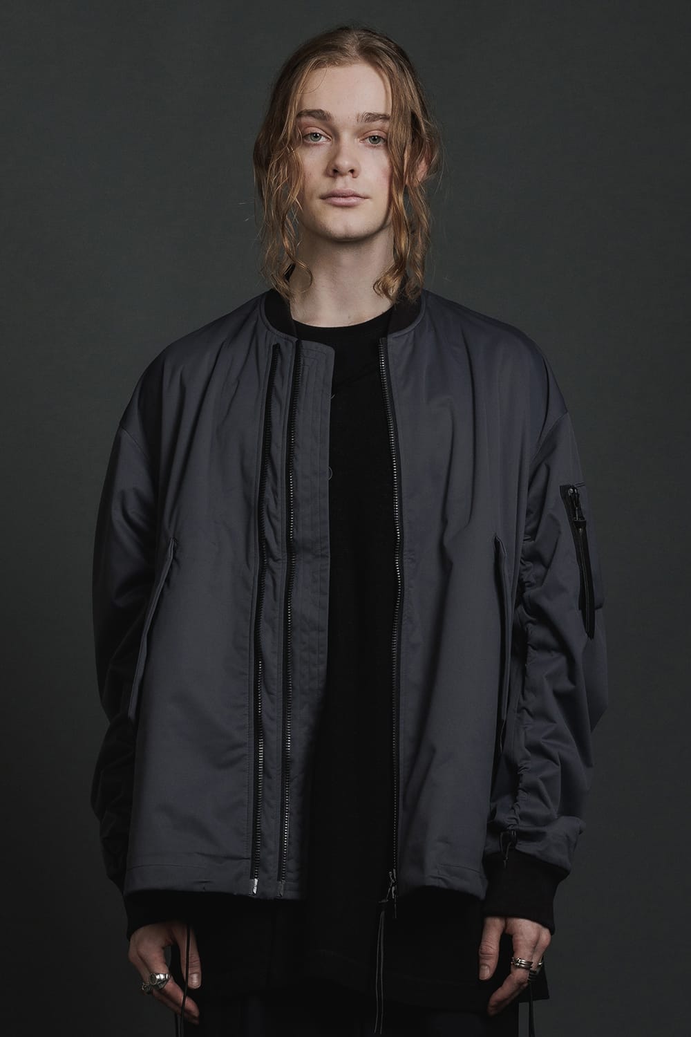 Water Repellent Bomber Jacket  Dark Gray