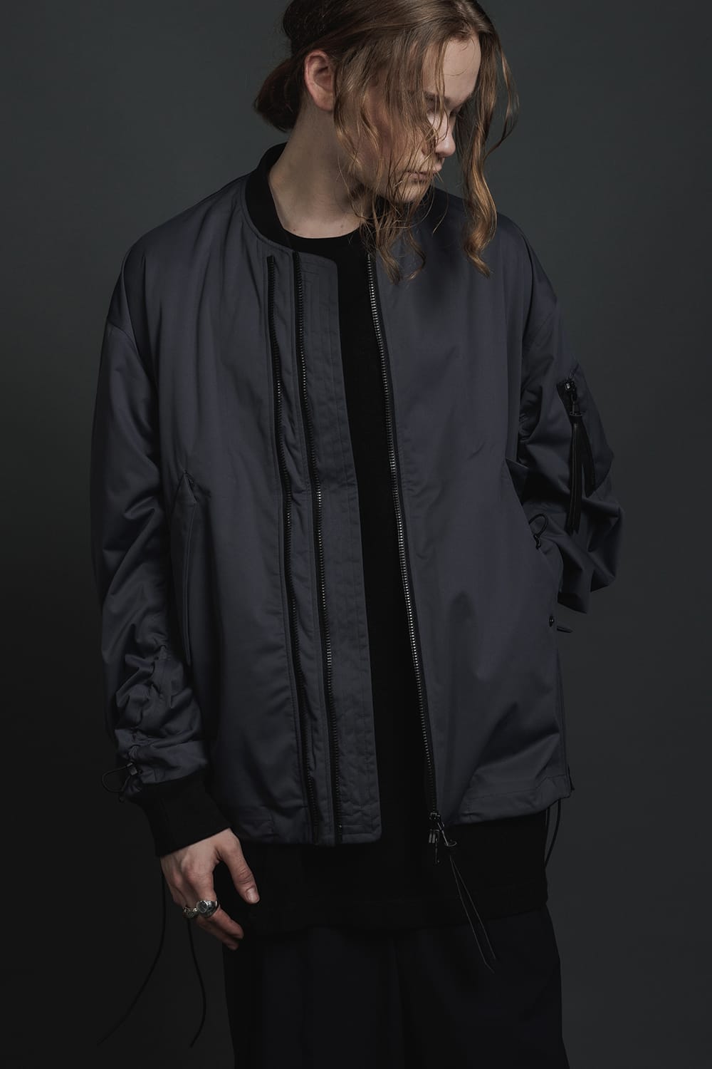 Water Repellent Bomber Jacket  Dark Gray