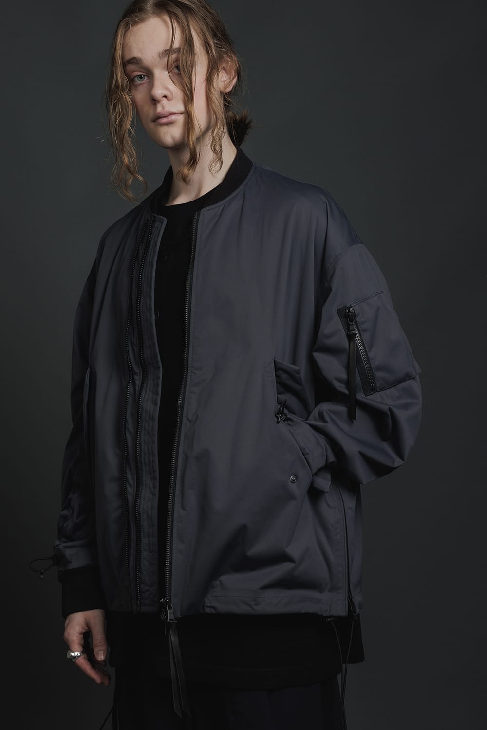 Water Repellent Bomber Jacket  Dark Gray