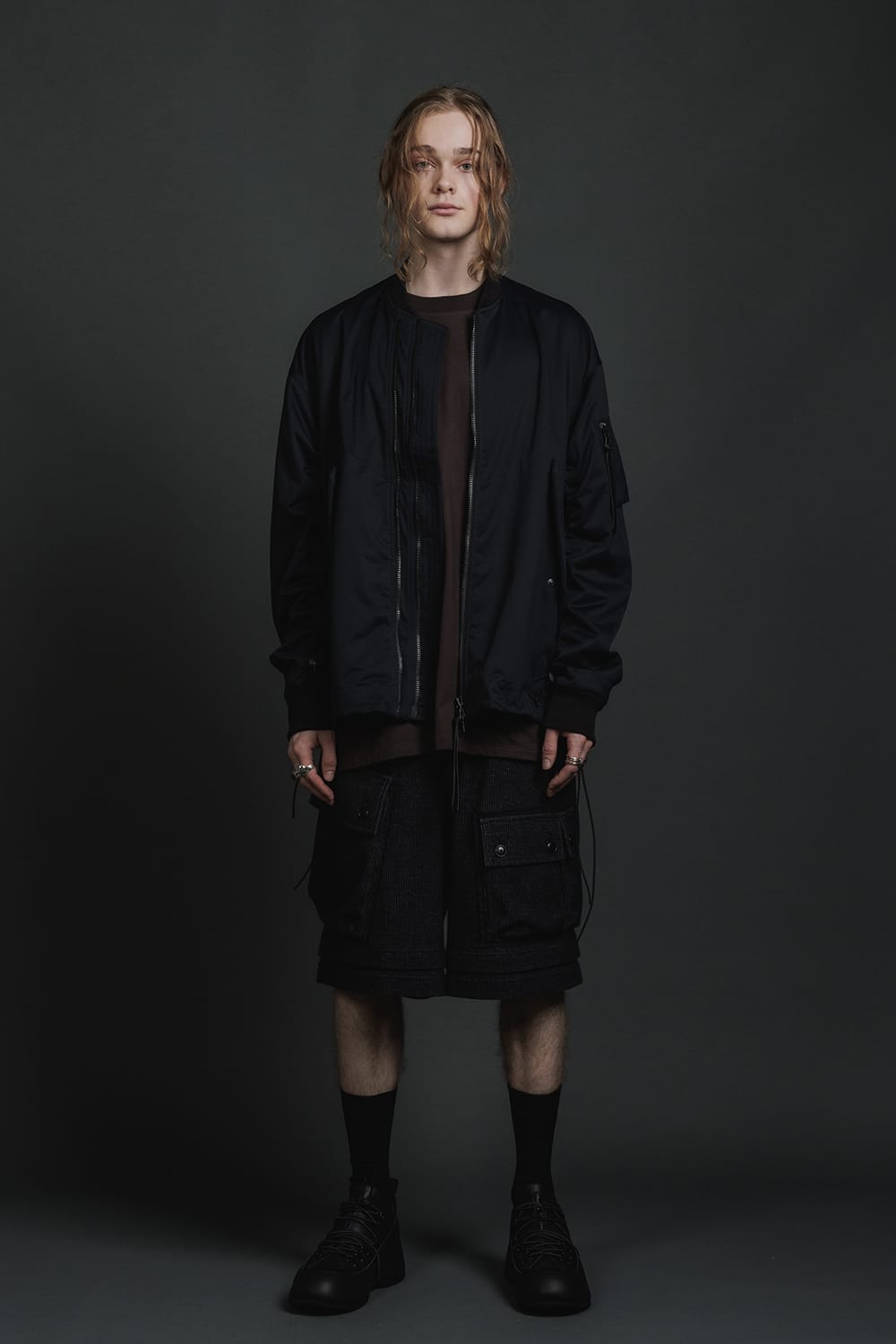 Water Repellent Bomber Jacket  Black