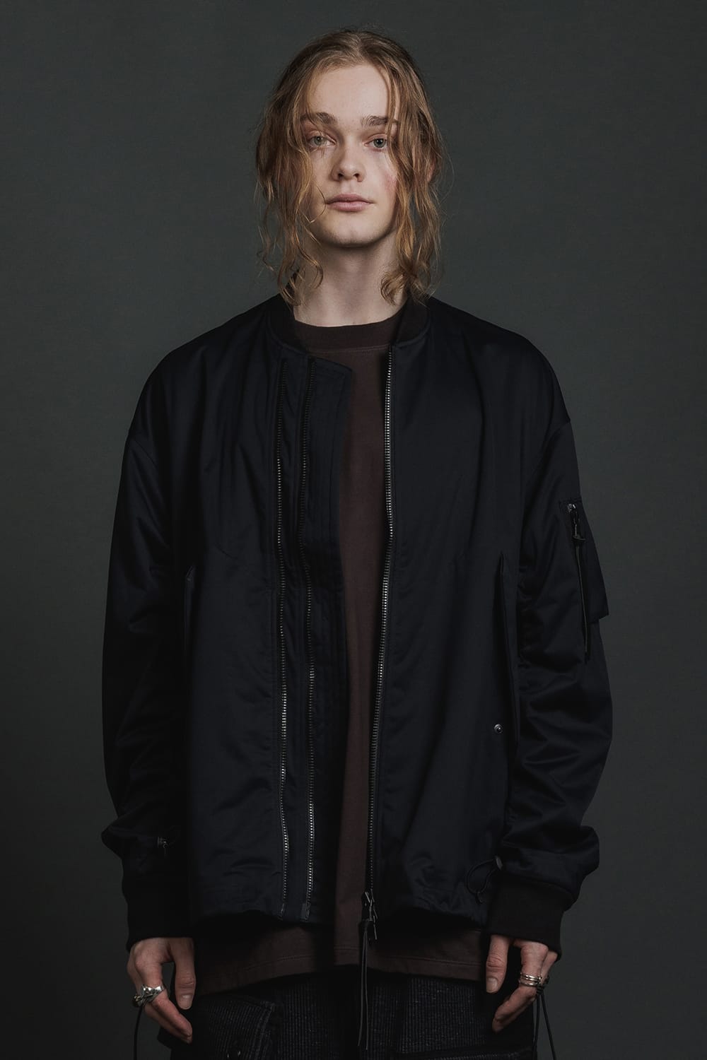 Water Repellent Bomber Jacket  Black