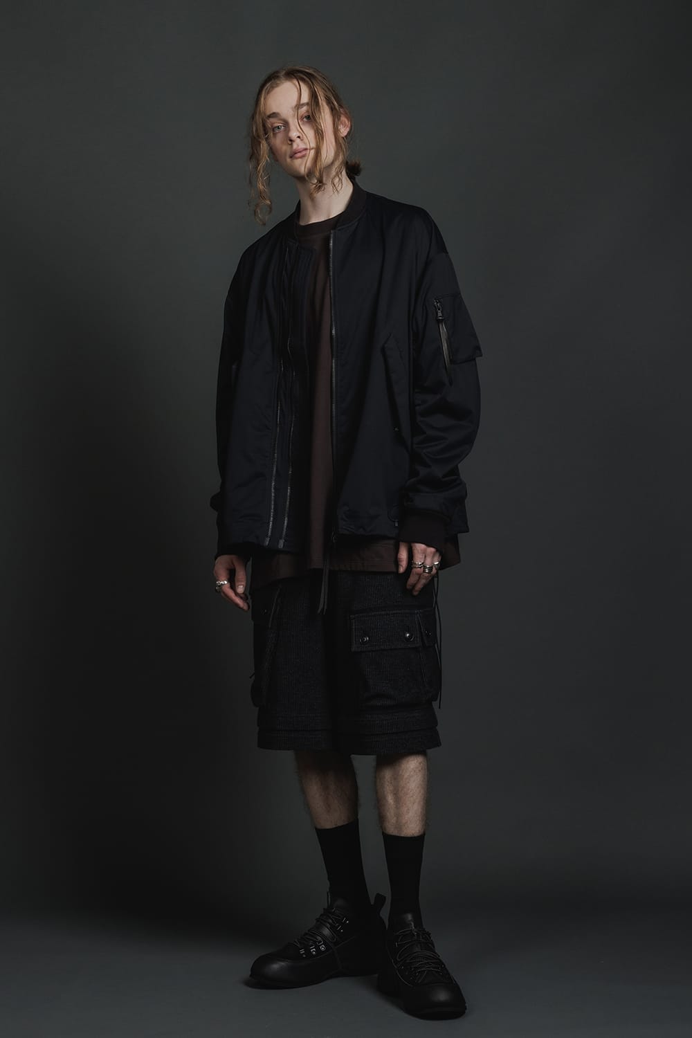 Water Repellent Bomber Jacket  Black