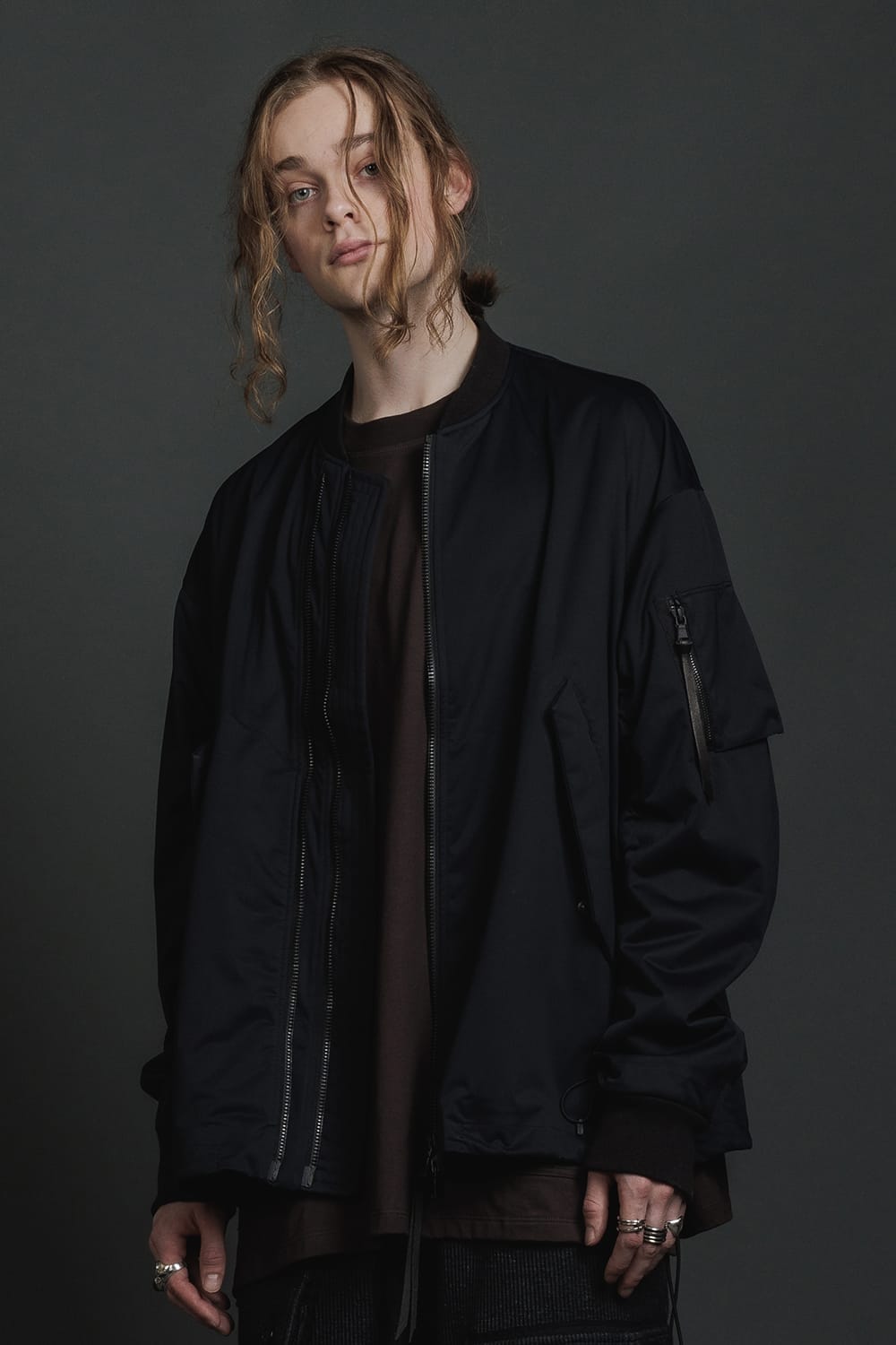 Water Repellent Bomber Jacket  Black