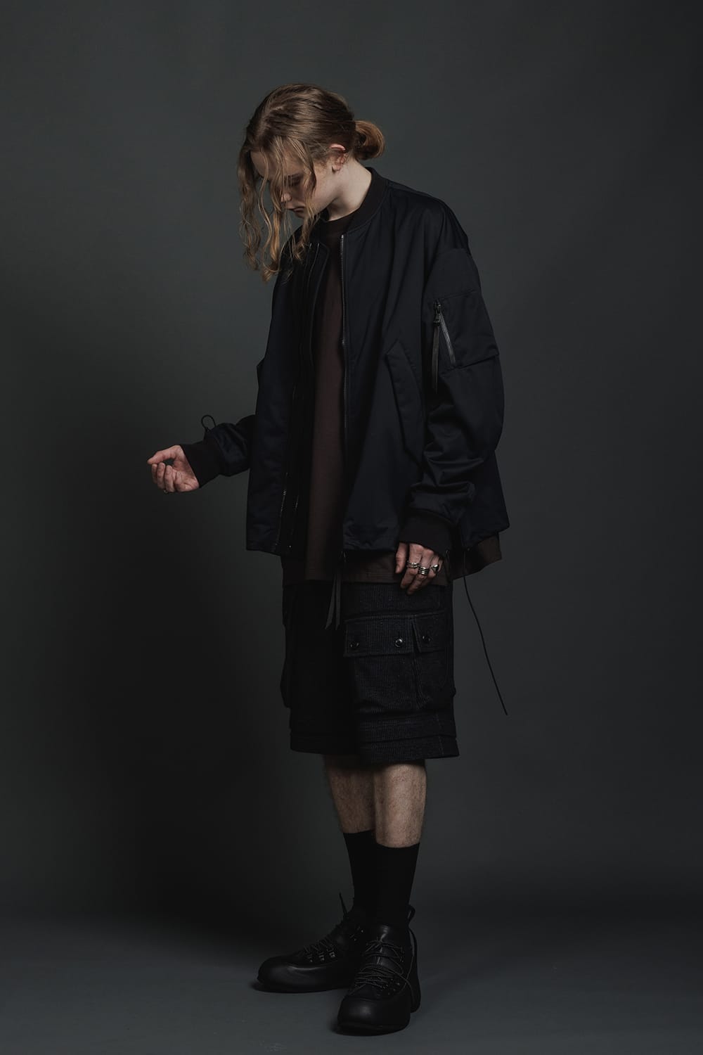 Water Repellent Bomber Jacket  Black