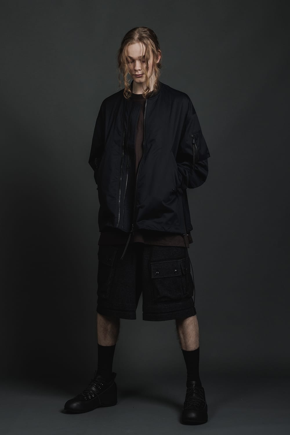 Water Repellent Bomber Jacket  Black