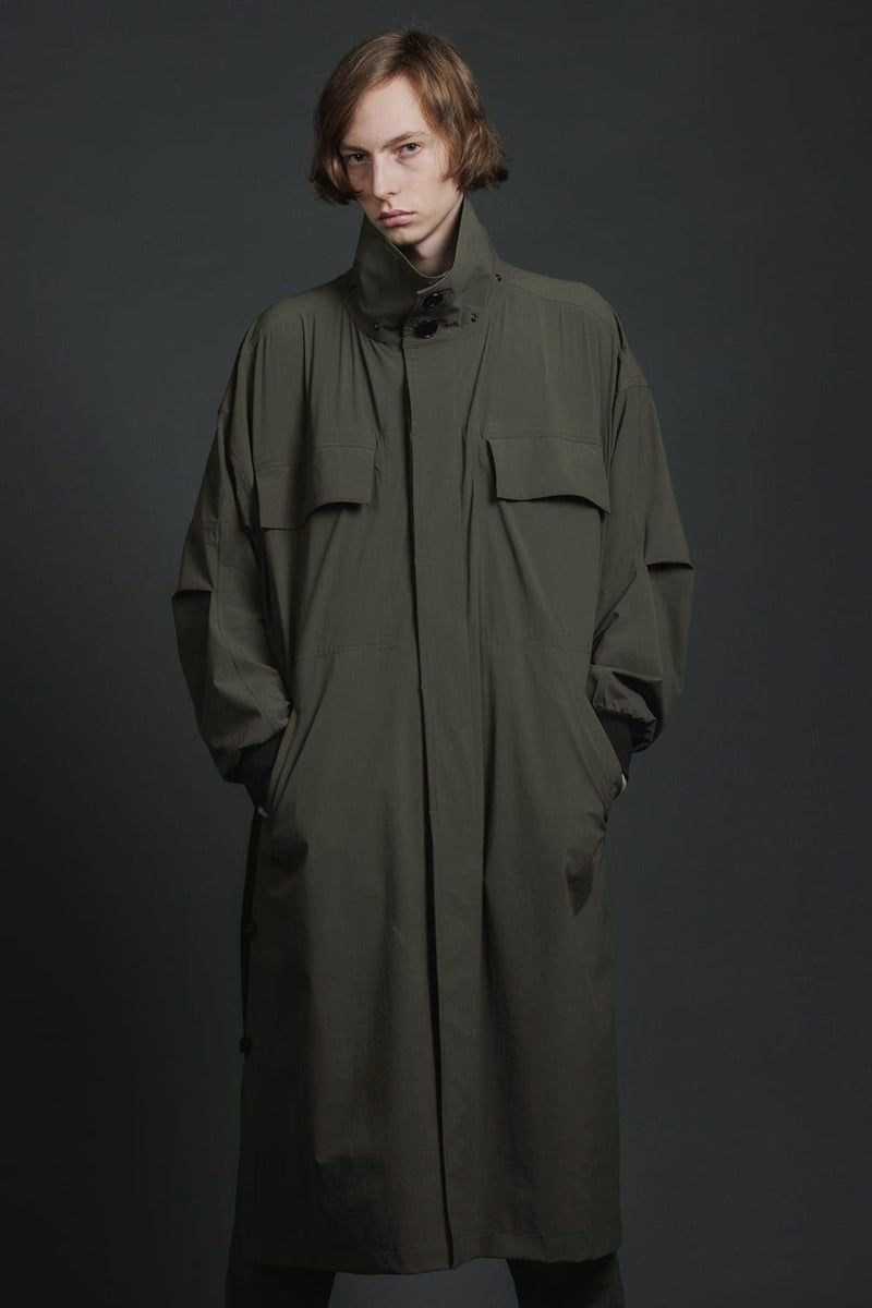 Water-Repellent Stretch Hooded Coat  Dark Olive