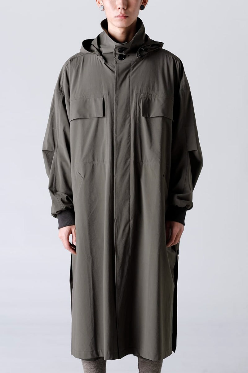 Water-Repellent Stretch Hooded Coat  Dark Olive