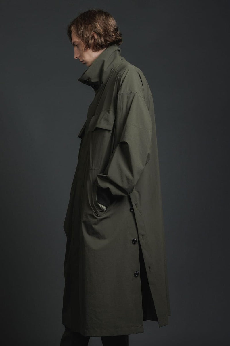 Water-Repellent Stretch Hooded Coat  Dark Olive