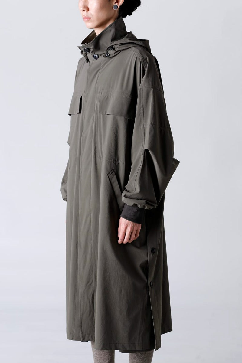 Water-Repellent Stretch Hooded Coat  Dark Olive