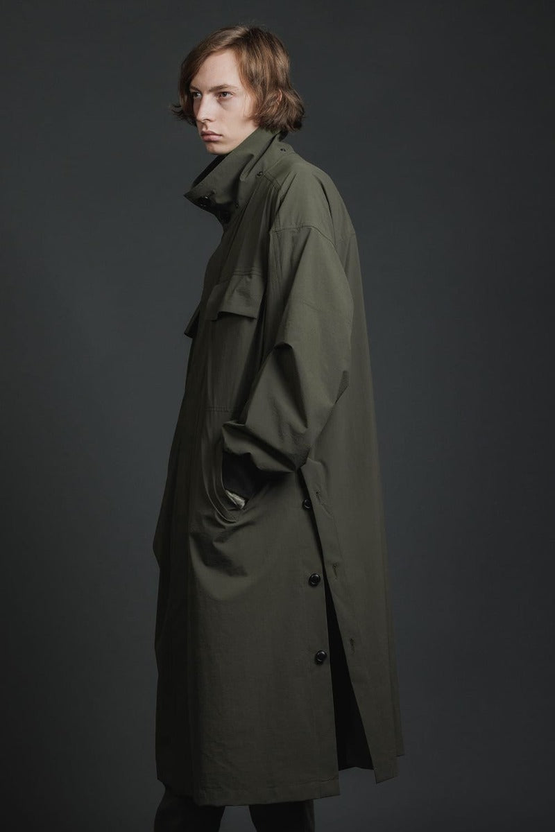 Water-Repellent Stretch Hooded Coat  Dark Olive