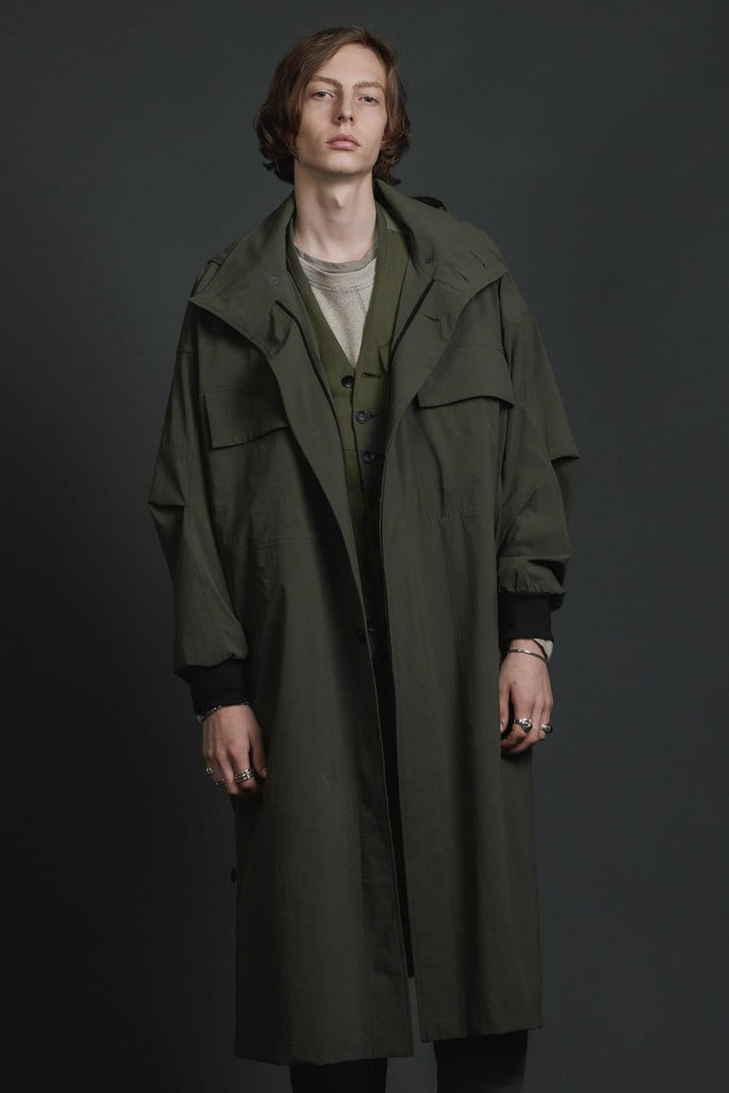 Water-Repellent Stretch Hooded Coat  Dark Olive