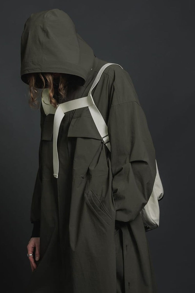 Water-Repellent Stretch Hooded Coat  Dark Olive