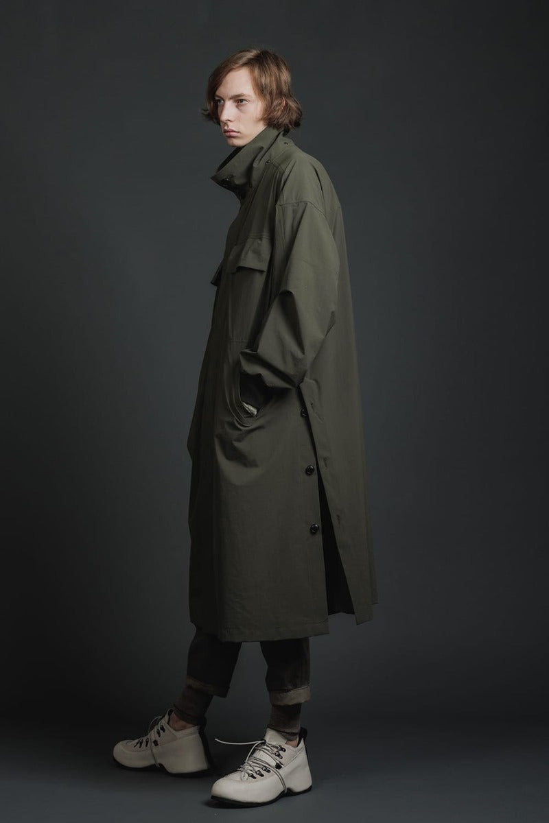 Water-Repellent Stretch Hooded Coat  Dark Olive