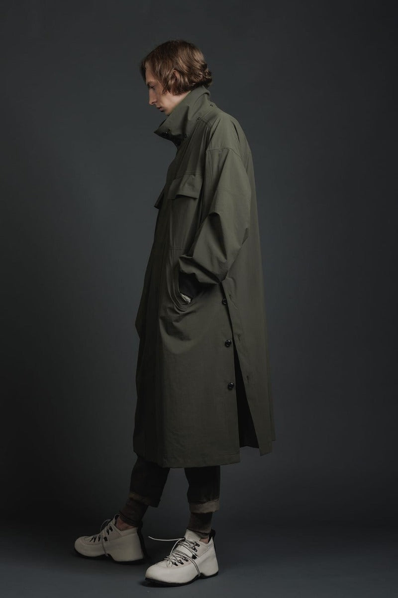 Water-Repellent Stretch Hooded Coat  Dark Olive