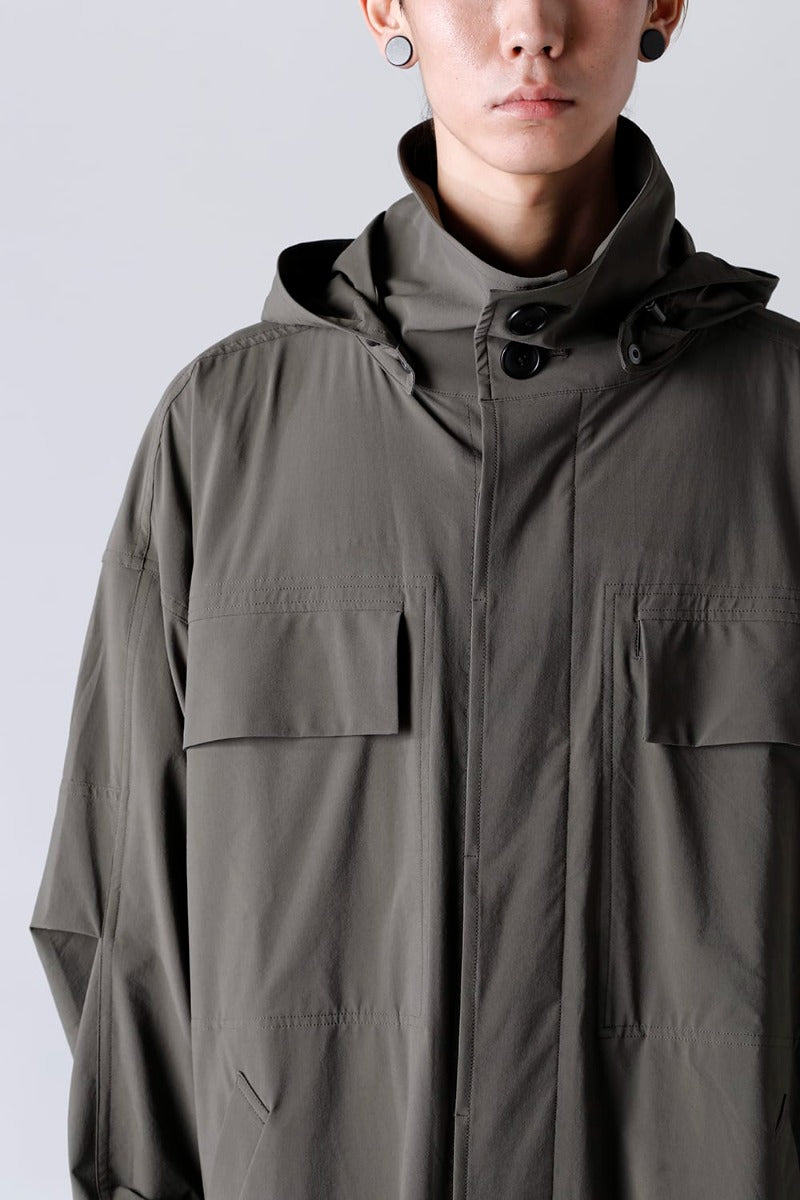 Water-Repellent Stretch Hooded Coat  Dark Olive