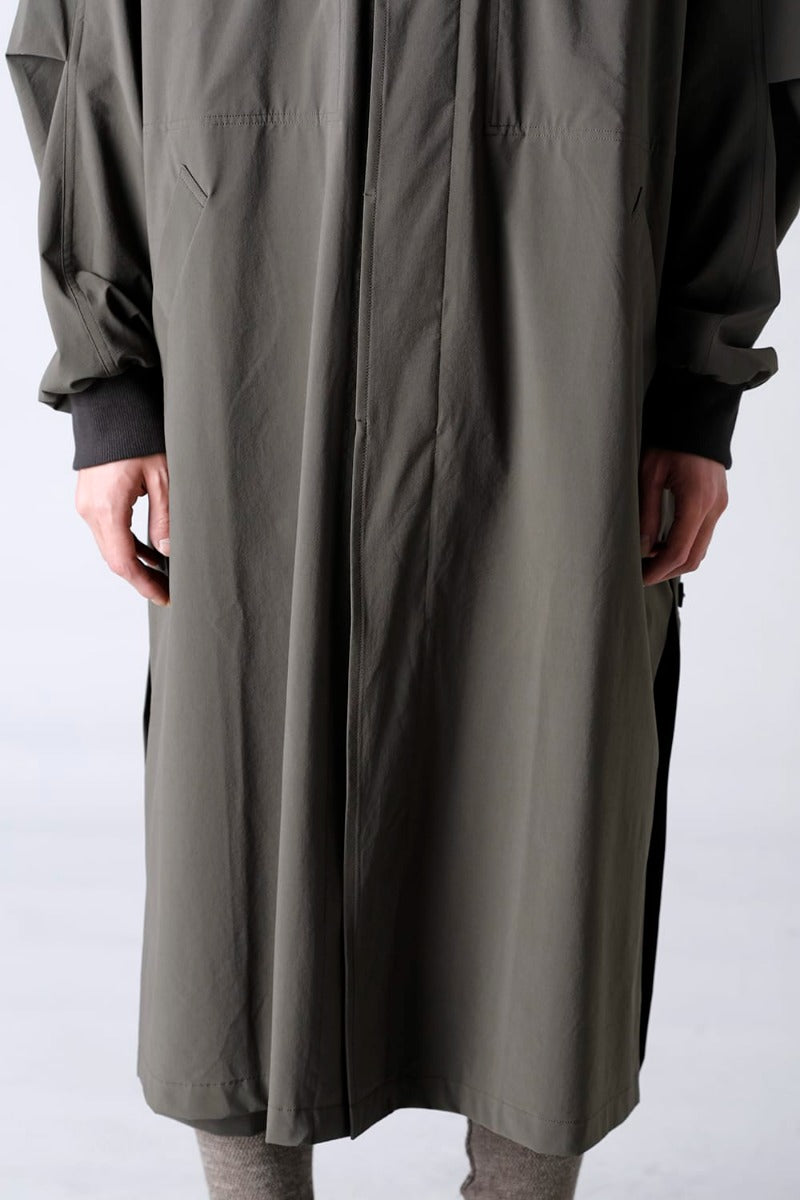 Water-Repellent Stretch Hooded Coat  Dark Olive