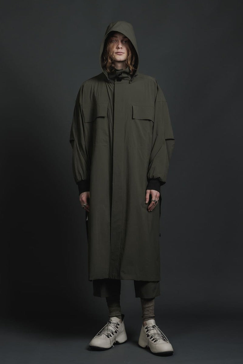 Water-Repellent Stretch Hooded Coat  Dark Olive