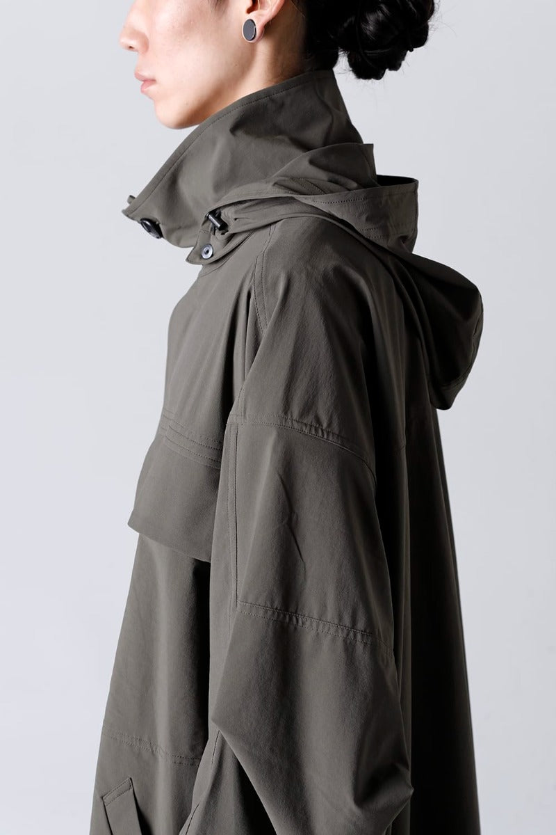 Water-Repellent Stretch Hooded Coat  Dark Olive