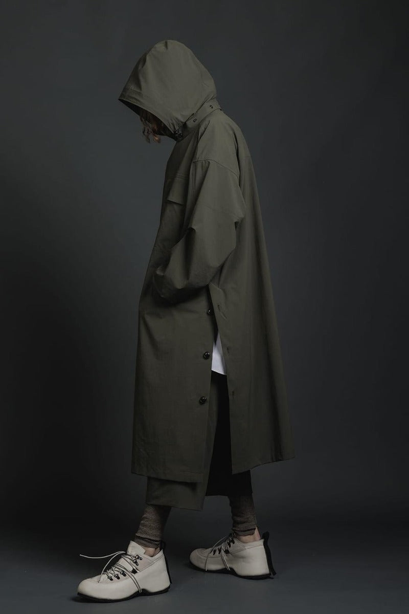 Water-Repellent Stretch Hooded Coat  Dark Olive