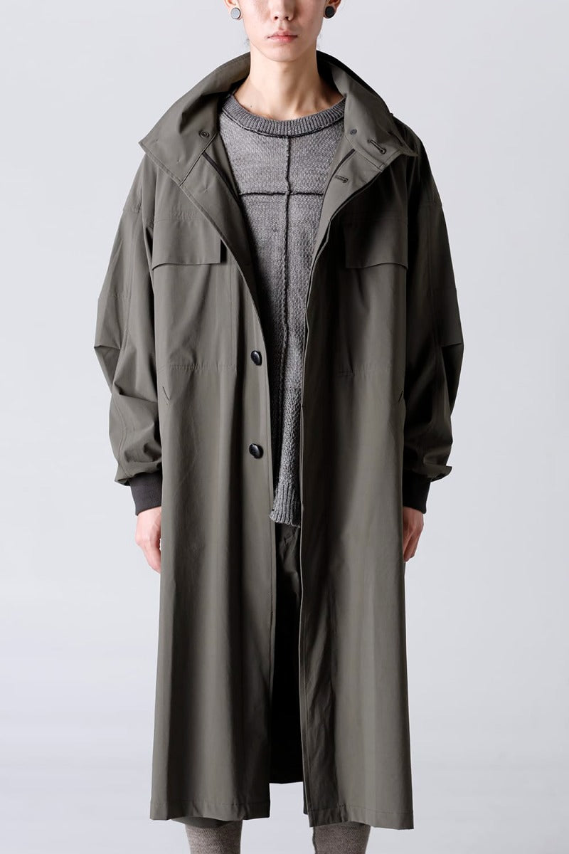 Water-Repellent Stretch Hooded Coat  Dark Olive