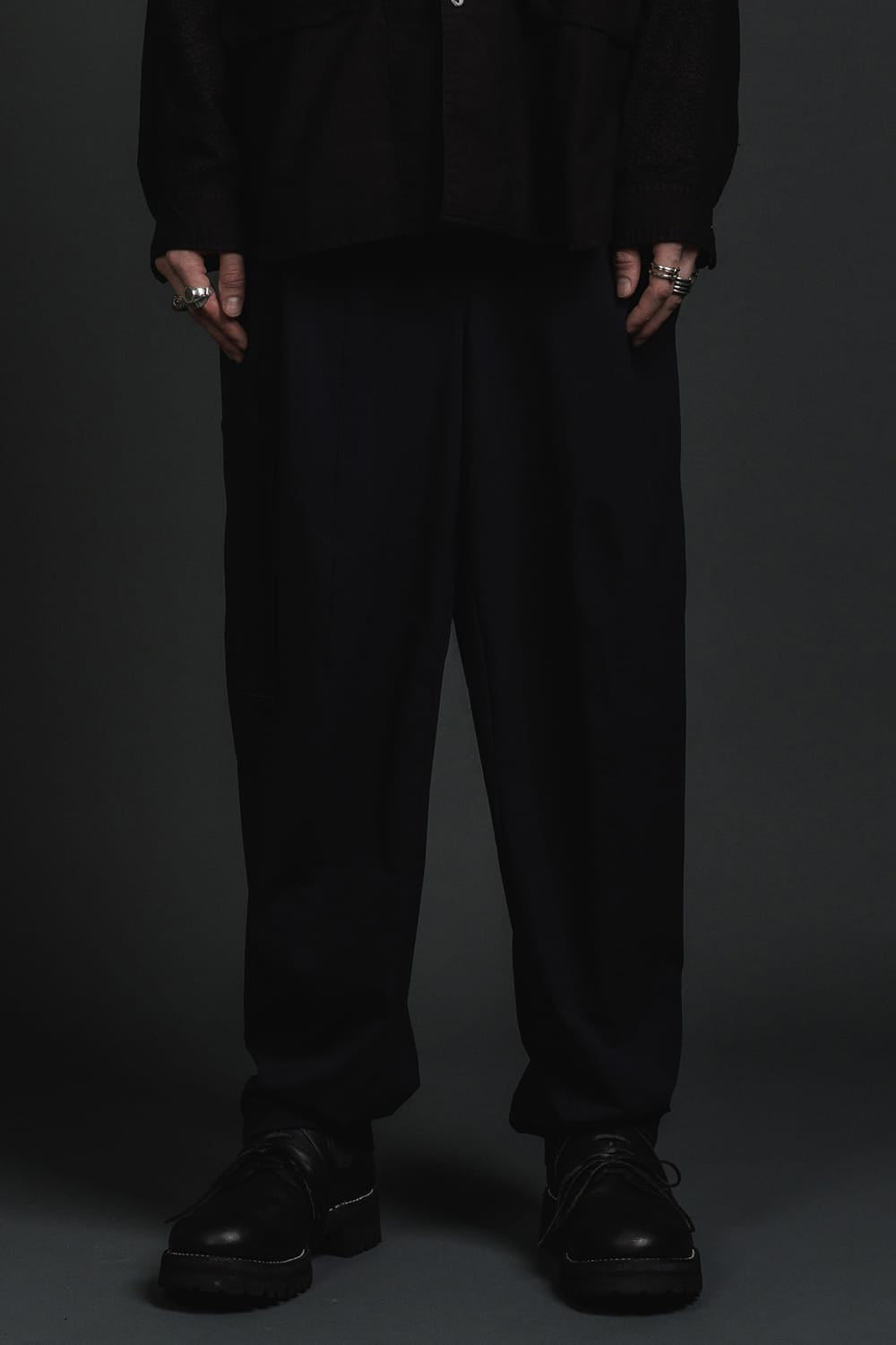 Water-Repellent Stretch Wide Pants Black