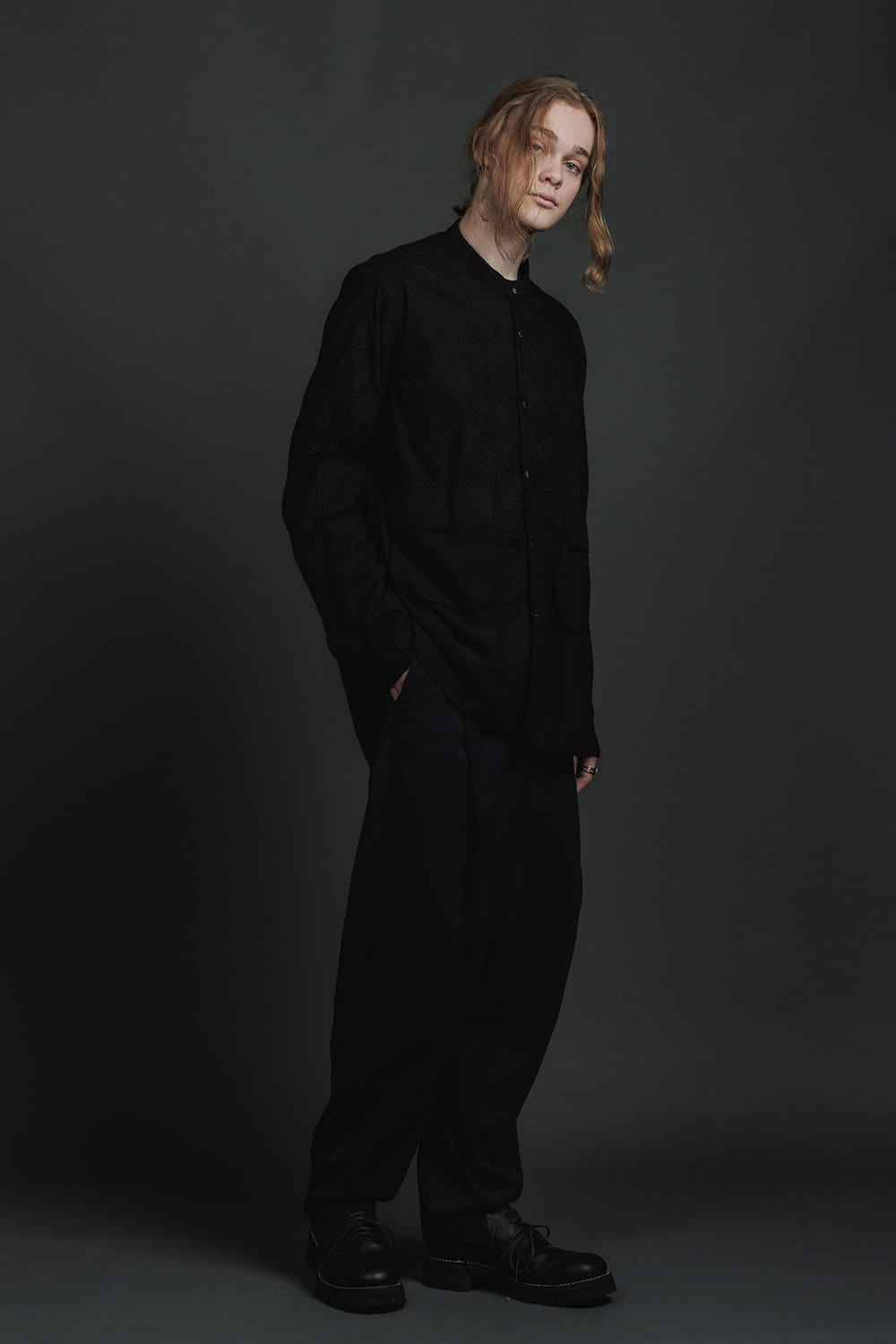 Water-Repellent Stretch Wide Pants Black