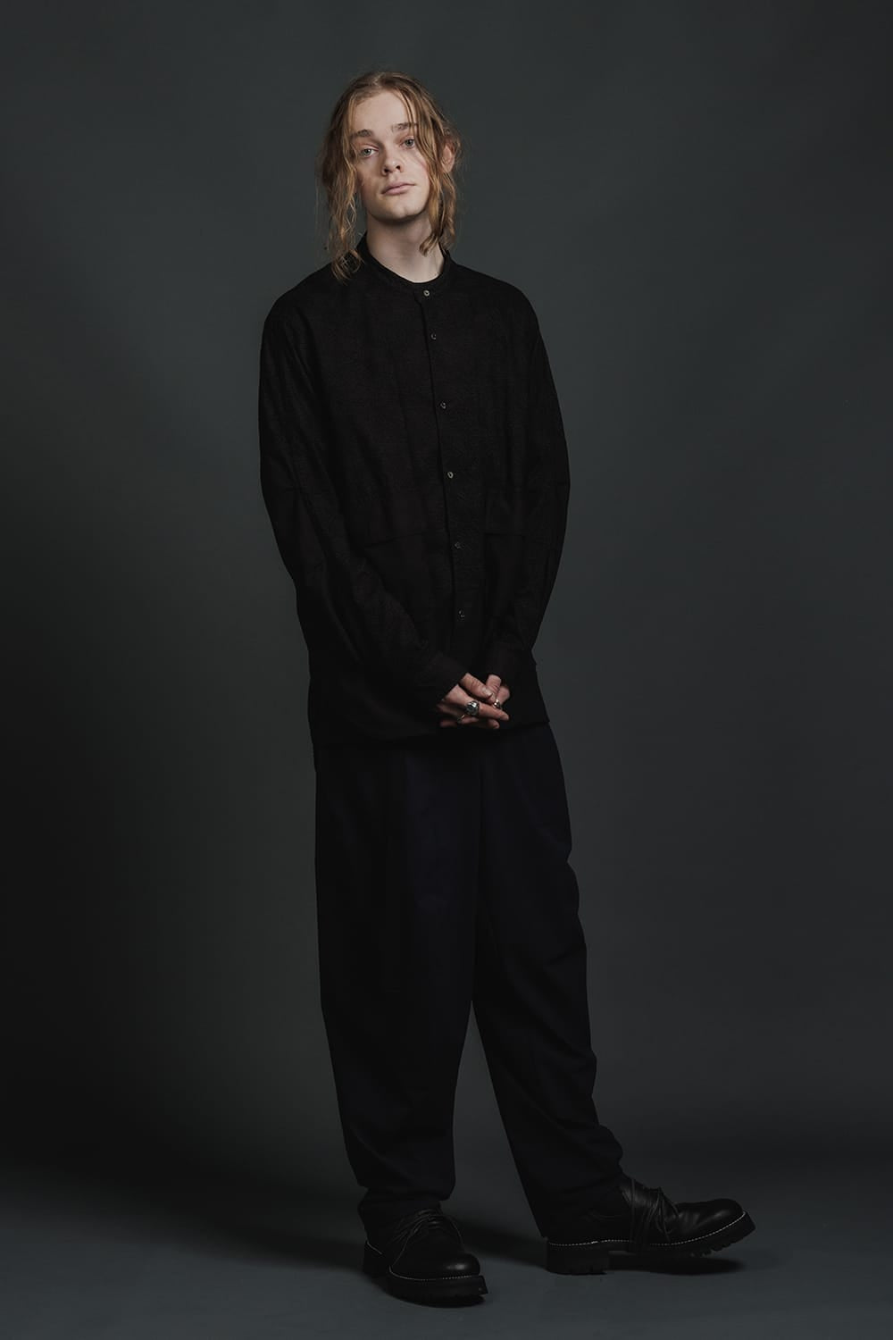 Water-Repellent Stretch Wide Pants Black