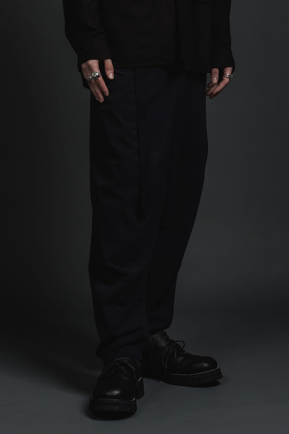 Water-Repellent Stretch Wide Pants Black