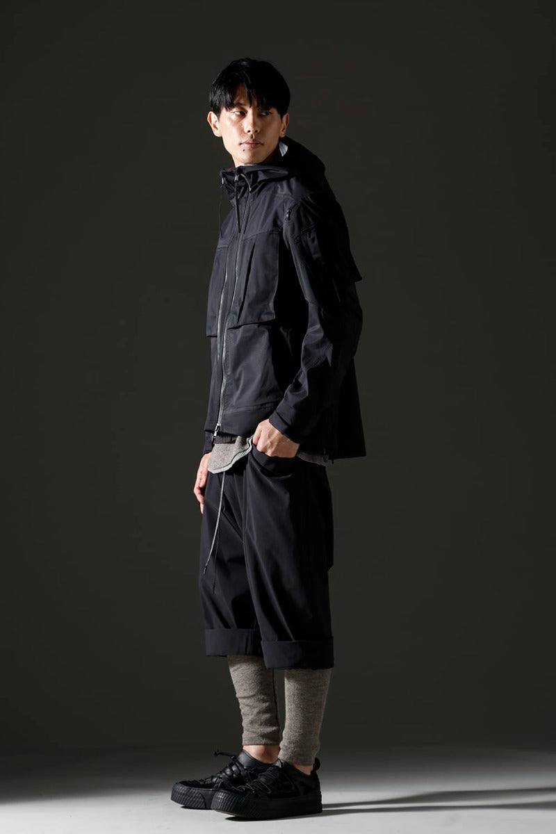 Water-Repellent Stretch Knee-Length Pants Black