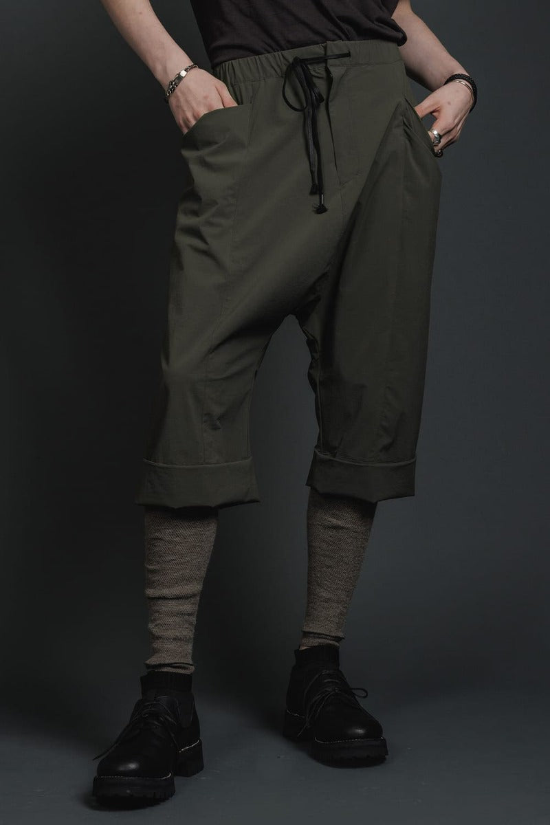 Water-Repellent Stretch Knee-Length Pants Dark Olive