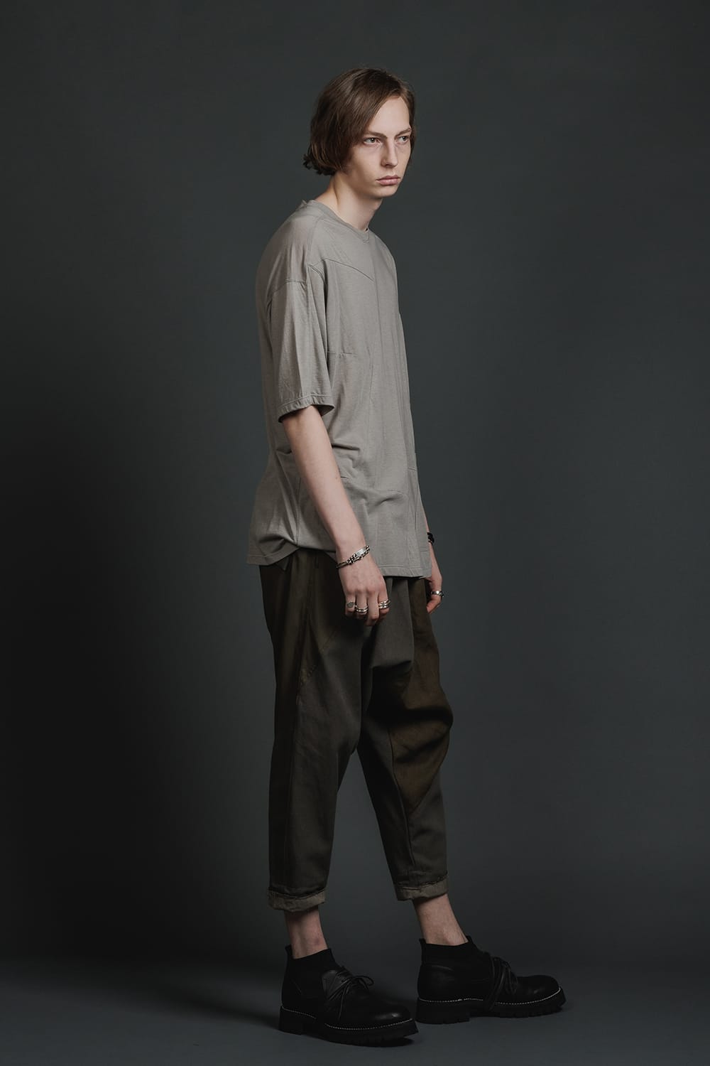 Fragment Drop-Crotch Trousers Dark Olive