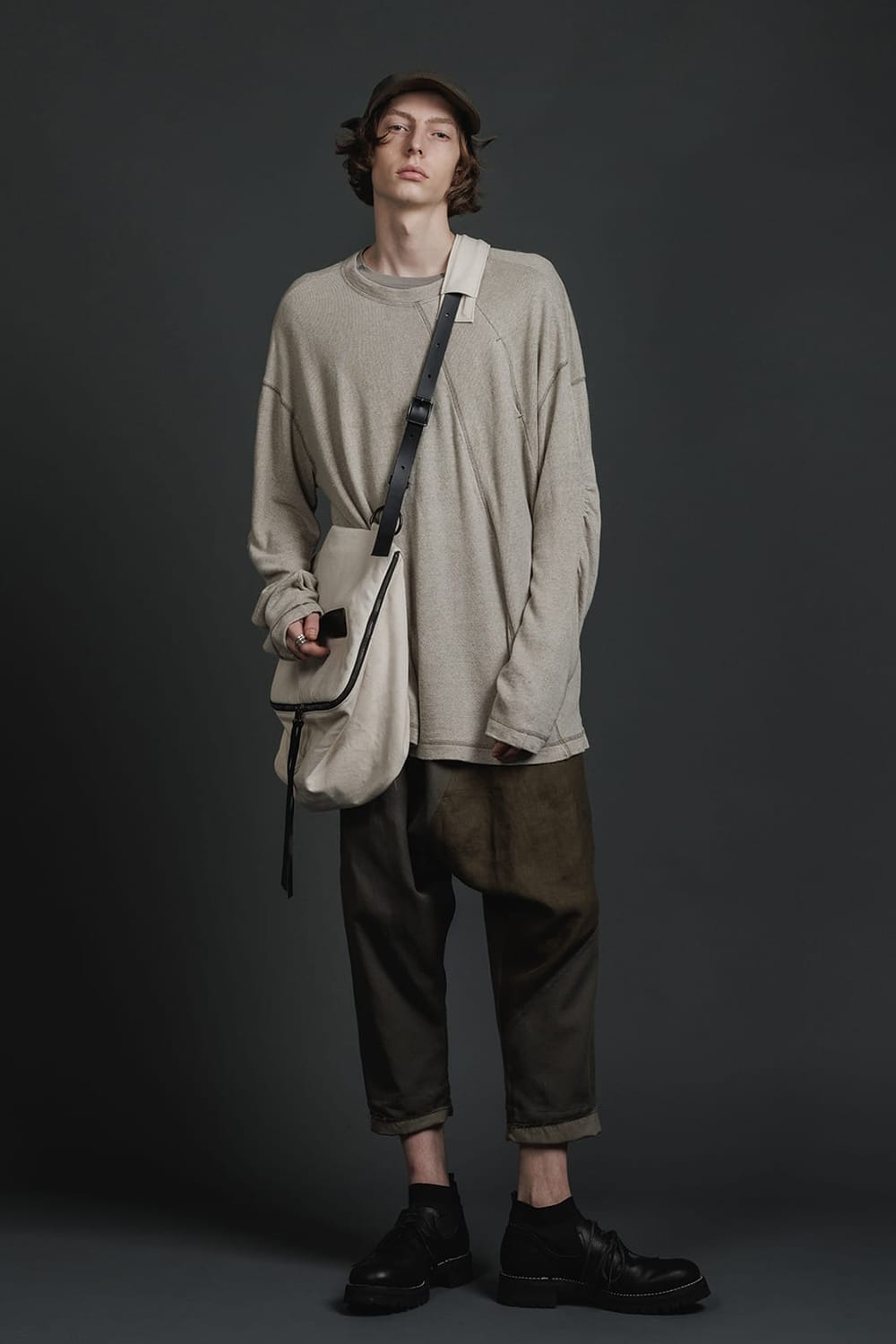 Fragment Drop-Crotch Trousers Dark Olive