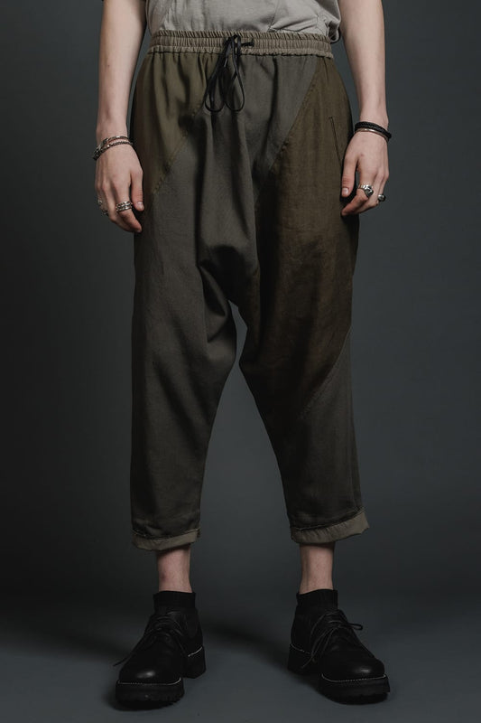 Fragment Drop-Crotch Trousers Dark Olive