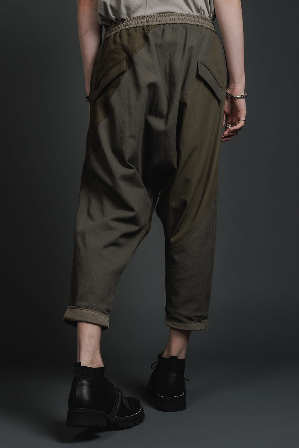 Fragment Drop-Crotch Trousers Dark Olive