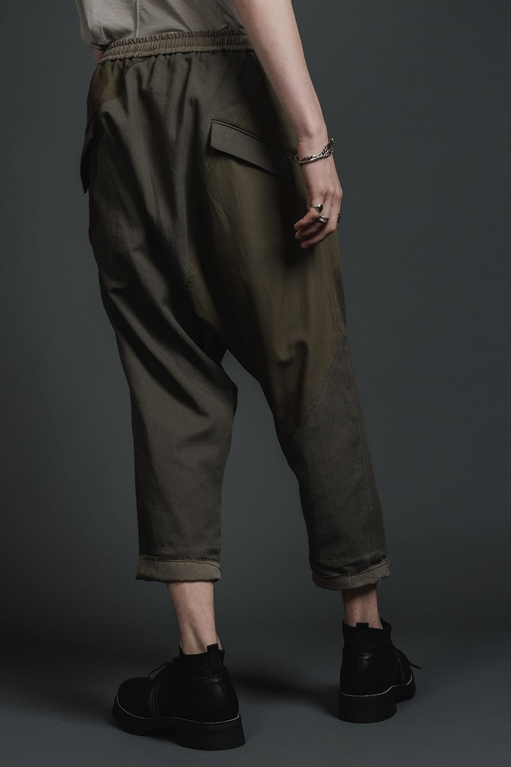 Fragment Drop-Crotch Trousers Dark Olive