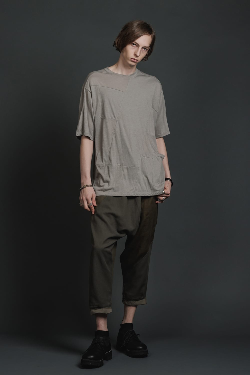 Fragment Drop-Crotch Trousers Dark Olive