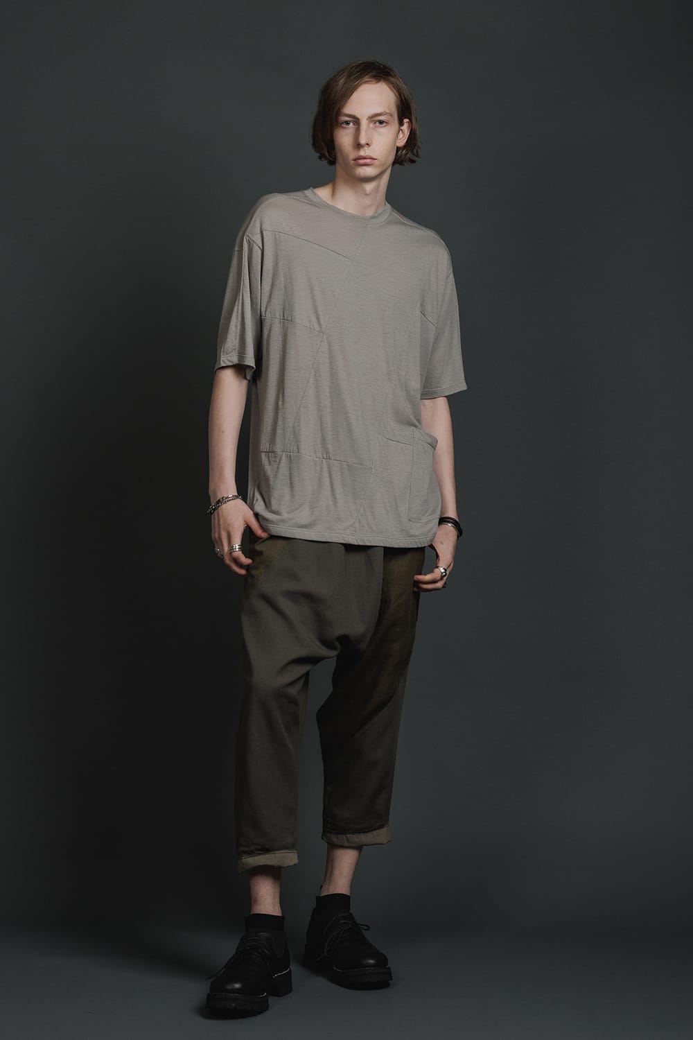 Fragment Drop-Crotch Trousers Dark Olive