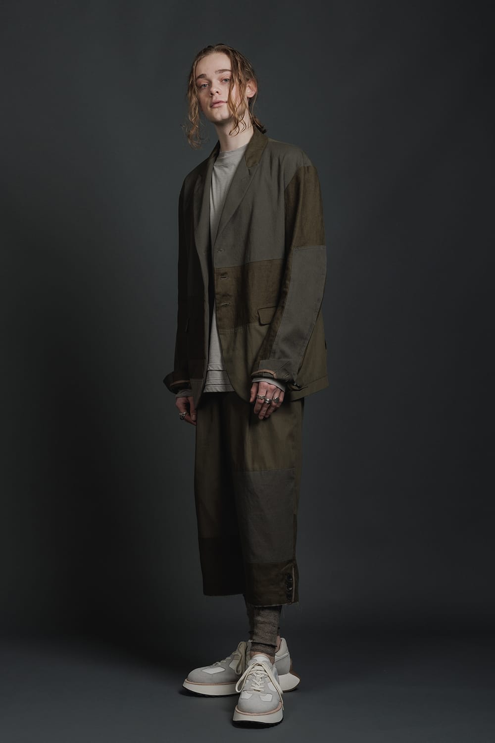 Fragment Cropped Trousers Dark Olive